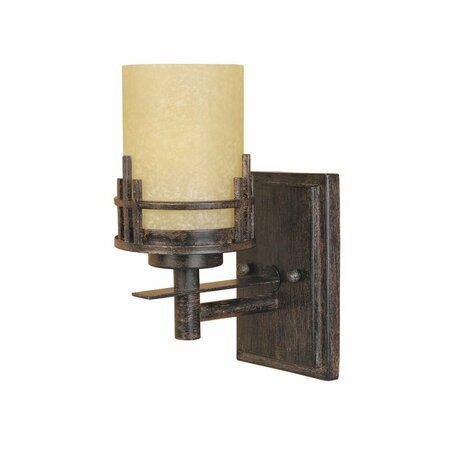 DESIGNERS FOUNTAIN Mission Ridge 5in 1-Light Warm Mahogany Mission Indoor Vanity with Goldenrod Glass Shade 82101-WM